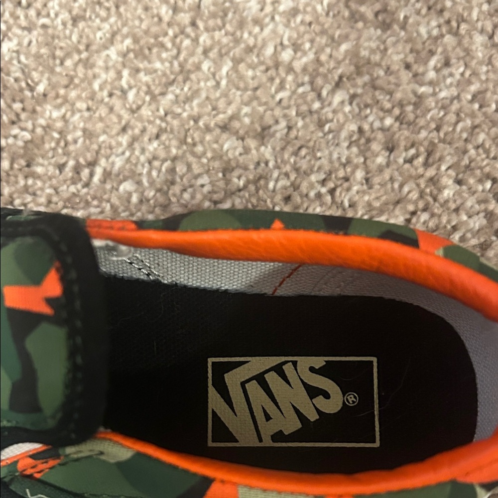 Vans Kids Green and Orange Camo Sneakers - Picture 2 of 3